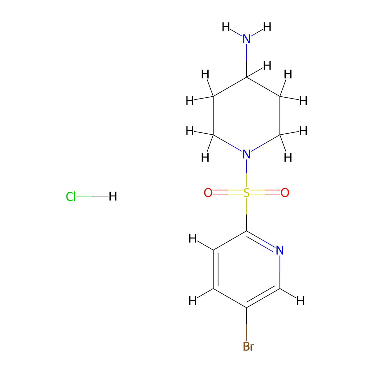 1-((5-Bromopyridin-2-YL)sulfonyl)piperidin-4-amine hydrochloride molecular structure, CAS 1588824-61-6