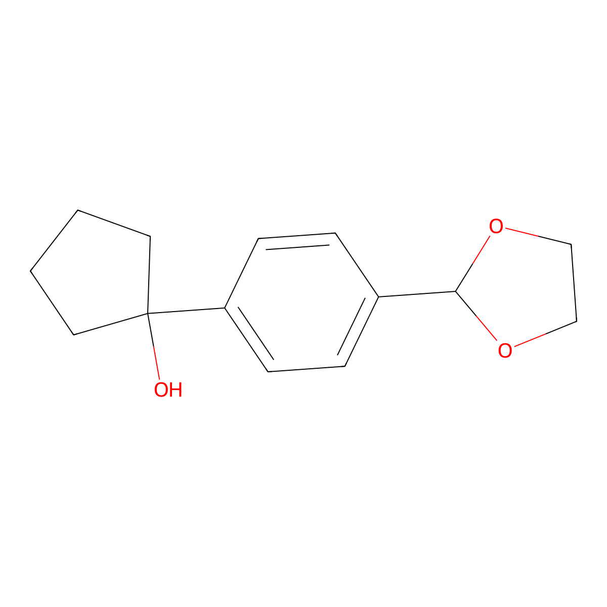 1-(4-(1,3-Dioxolan-2-yl)phenyl)cyclopentanol molecular structure, CAS 1588870-53-4