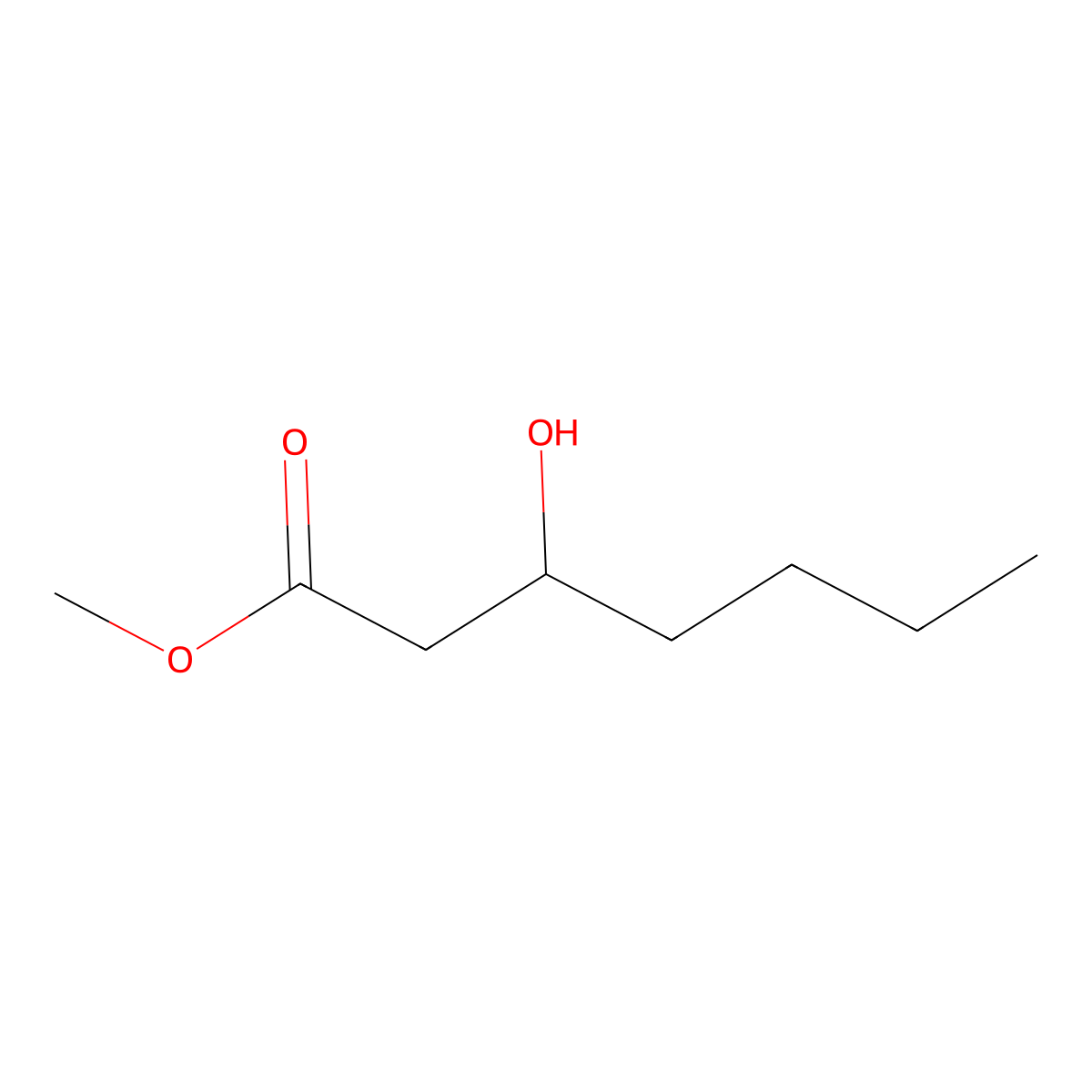 Methyl 3-hydroxyheptanoate molecular structure, CAS 15889-95-9