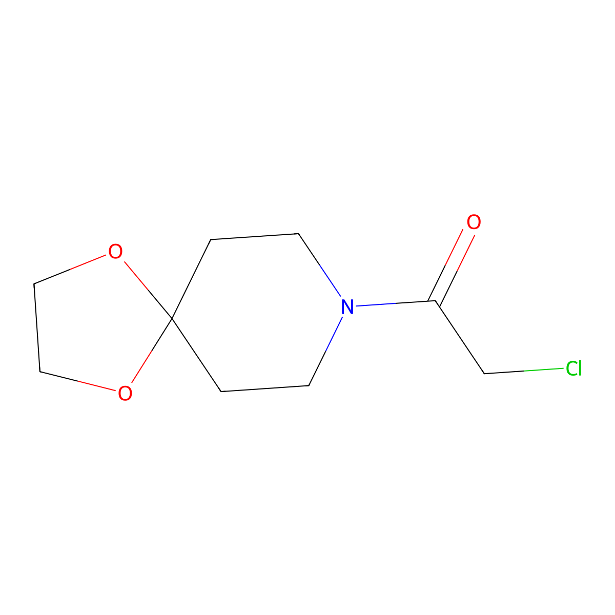 2-Chloro-1-{1,4-dioxa-8-azaspiro[4.5]decan-8-yl}ethan-1-one molecular structure, CAS 158890-29-0