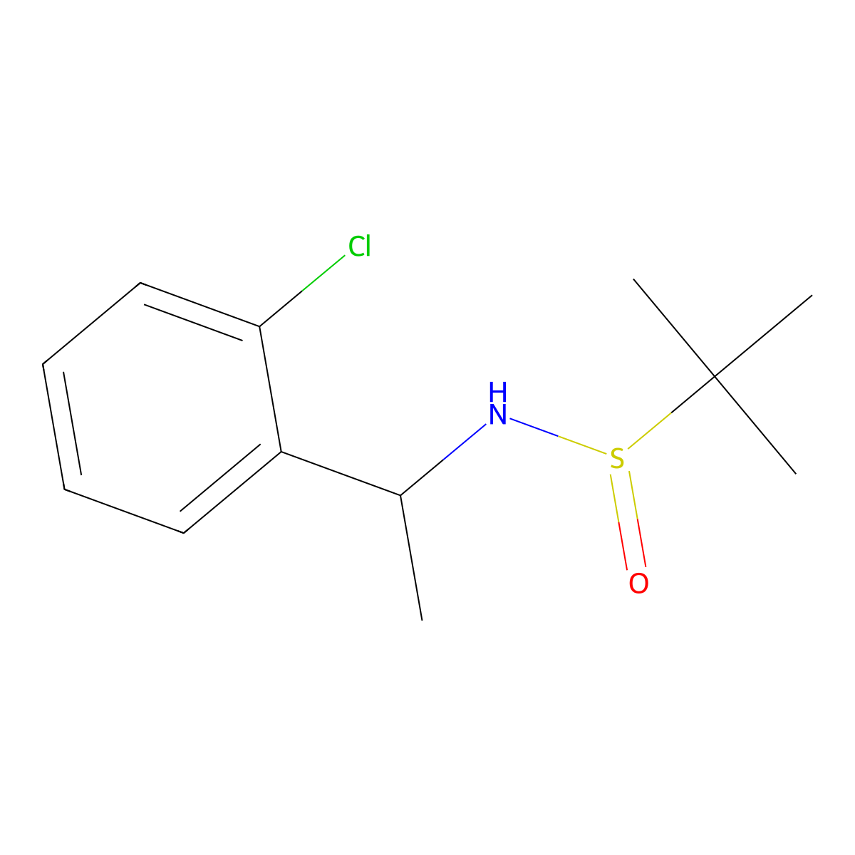 (R)-N-((R)-1-(2-chlorophenyl)ethyl)-2-methylpropane-2-sulfinamide molecular structure, CAS 1588938-65-1