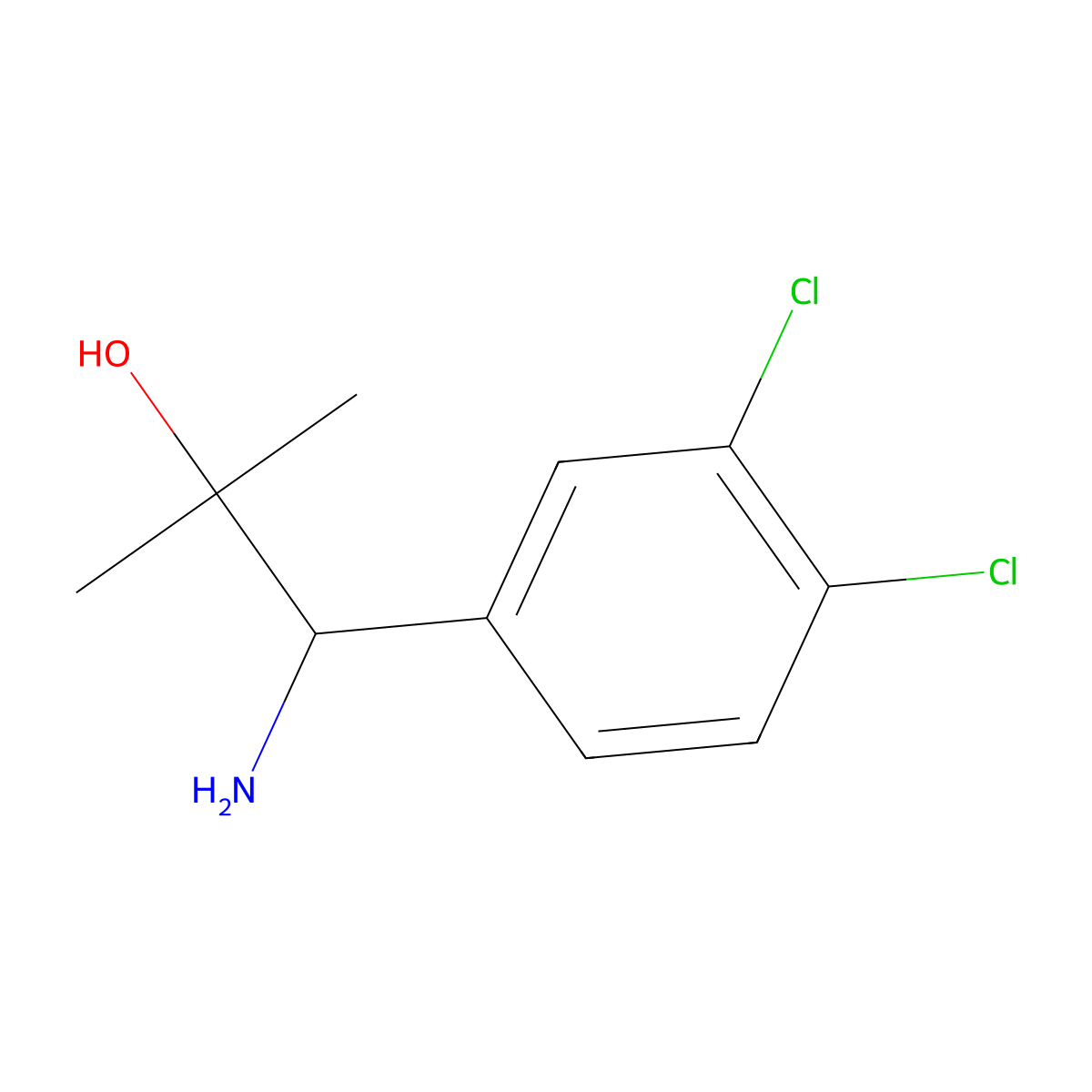 1-Amino-1-(3,4-dichlorophenyl)-2-methylpropan-2-ol molecular structure, CAS 1588977-40-5