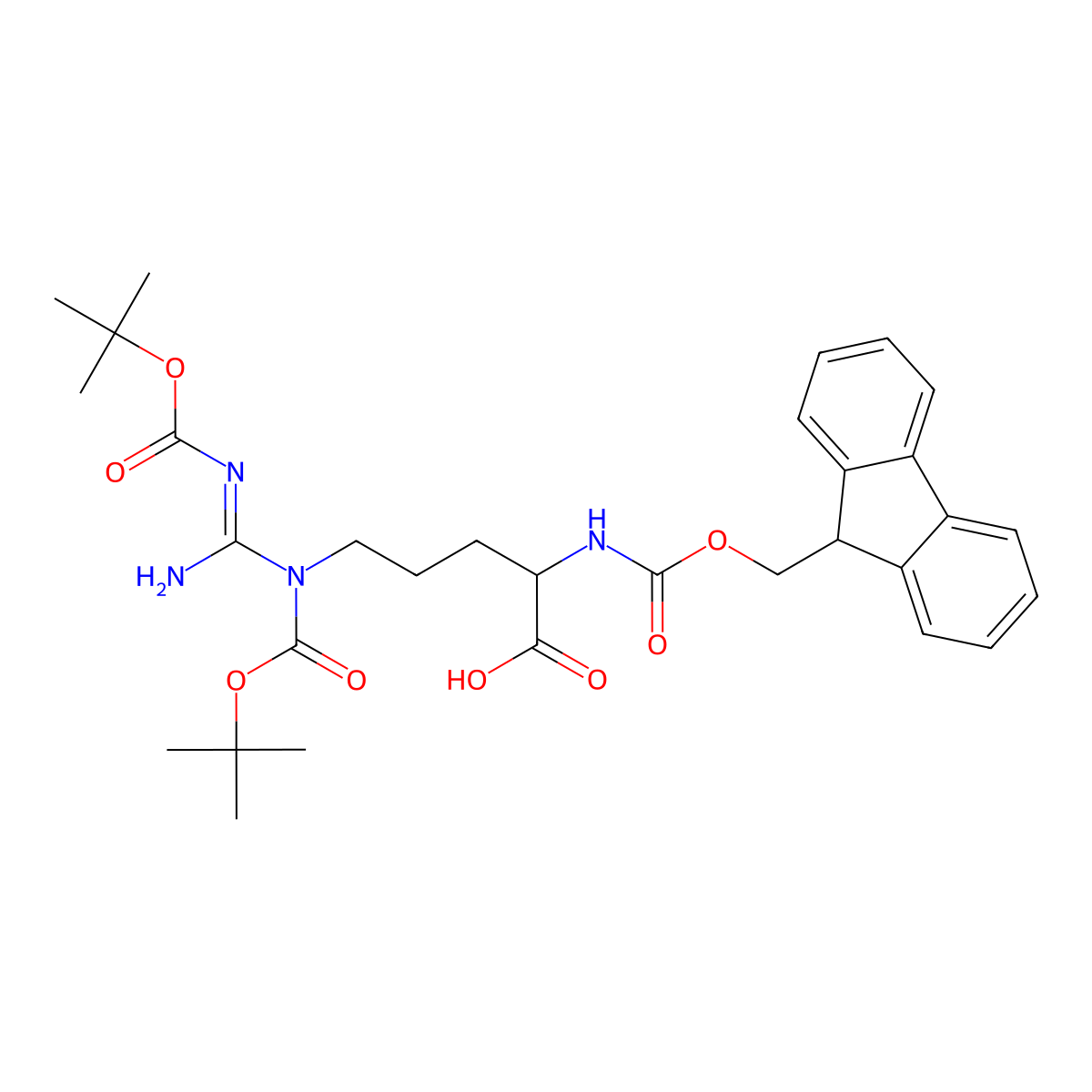 N-alpha-(9-Fluorenylmethyloxycarbonyl)-N',N''-bis-tert-butyloxycarbonyl-L-arginine molecular structure, CAS 158899-11-7