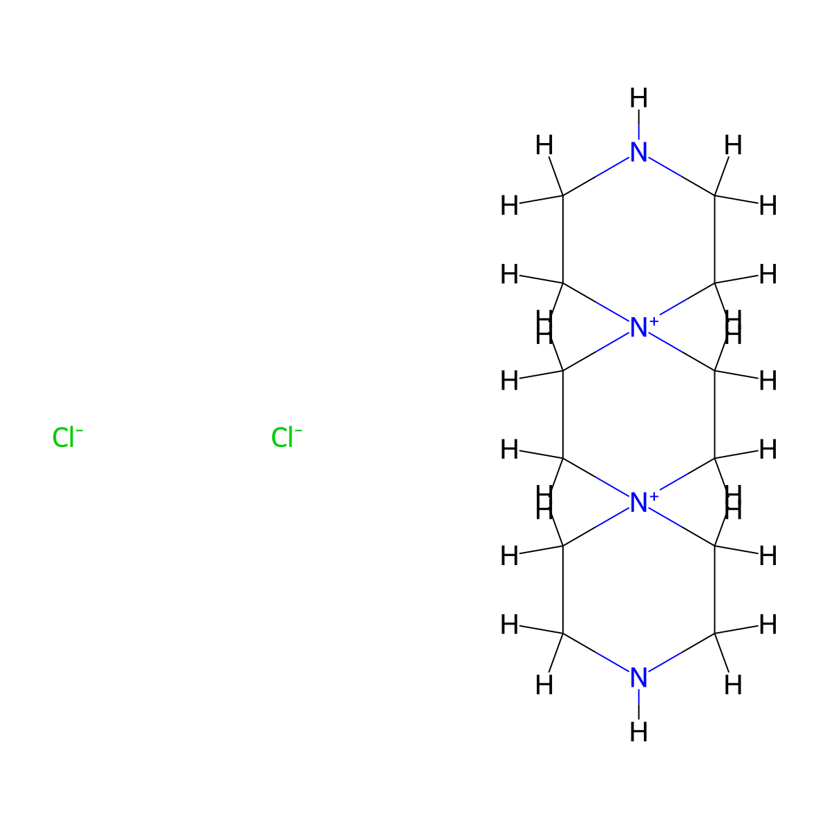 3,12-Diaza-6,9-diazoniadispiro[5.2.5.2]hexadecane dichloride molecular structure, CAS 1589-04-4