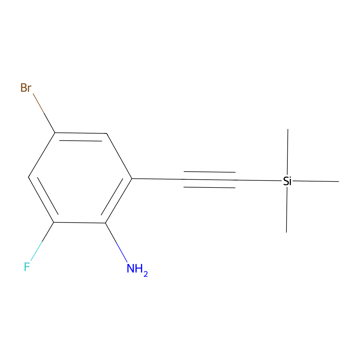 4-Bromo-2-fluoro-6-[2-(trimethylsilyl)ethynyl]aniline molecular structure, CAS 1589005-95-7