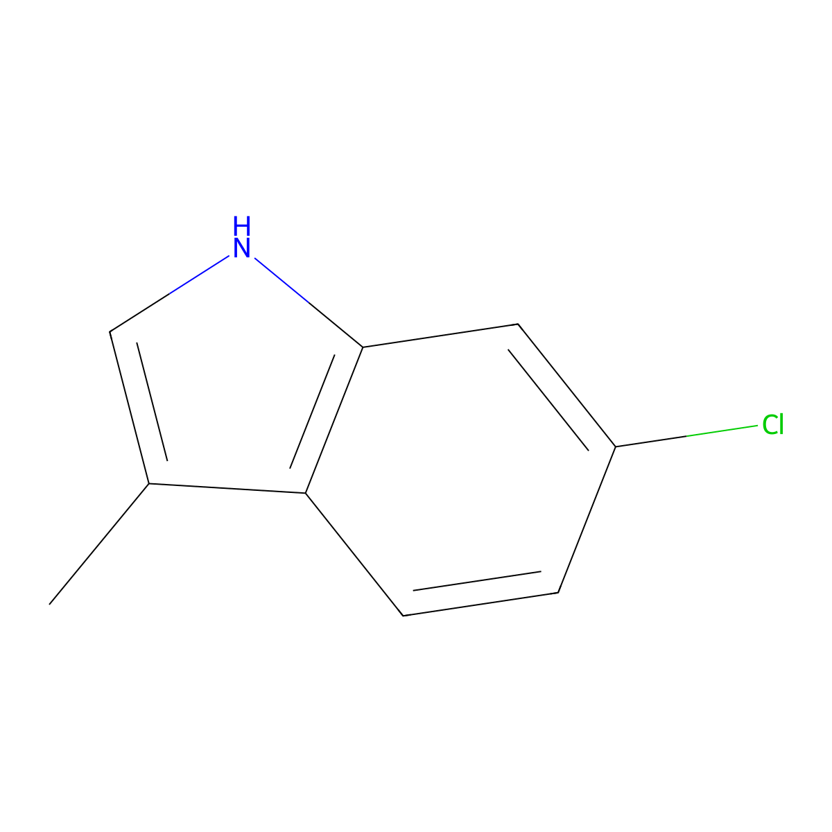 6-chloro-3-methyl-1H-indole molecular structure, CAS 158905-35-2