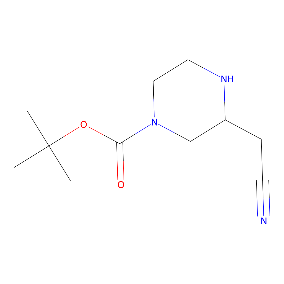 (S)-tert-Butyl 3-(cyanomethyl)piperazine-1-carboxylate molecular structure, CAS 1589082-06-3