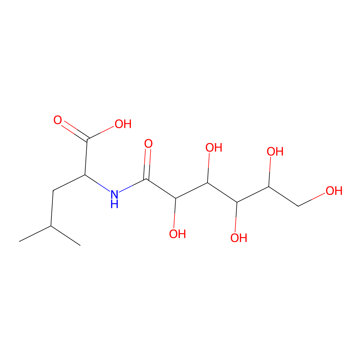 N-D-Gluconoyl-L-leucine molecular structure, CAS 15893-50-2