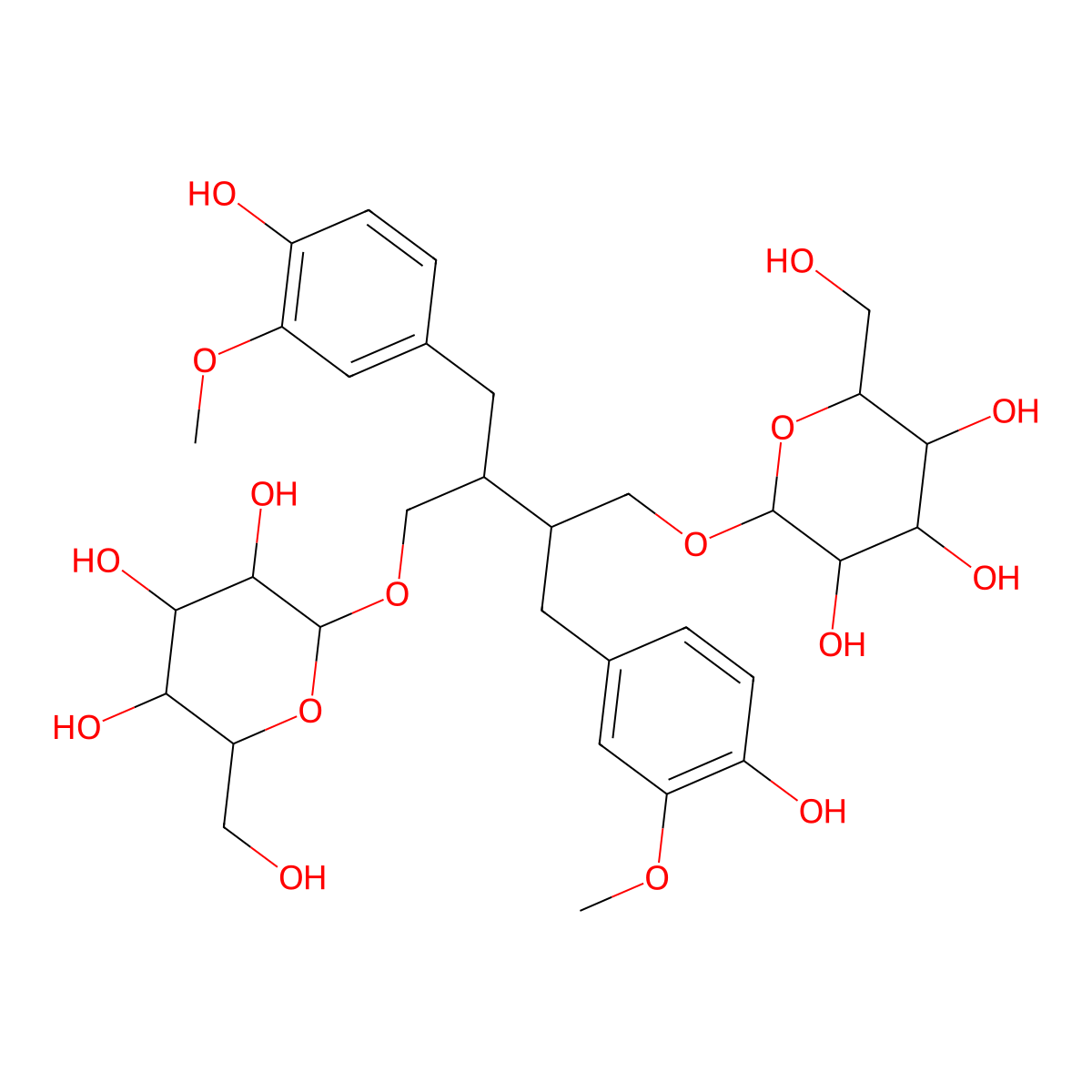 Secoisolariciresinol Diglucoside molecular structure, CAS 158932-33-3