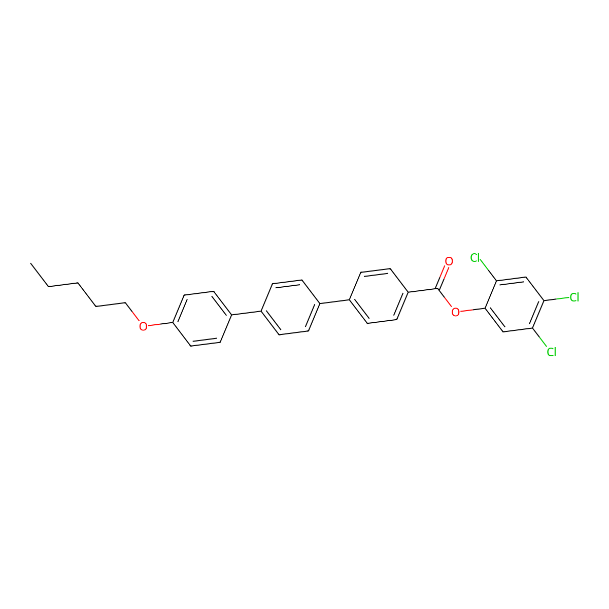 2,4,5-Trichlorophenyl 4''-(pentyloxy)-[1,1':4',1''-terphenyl]-4-carboxylate molecular structure, CAS 158937-65-6