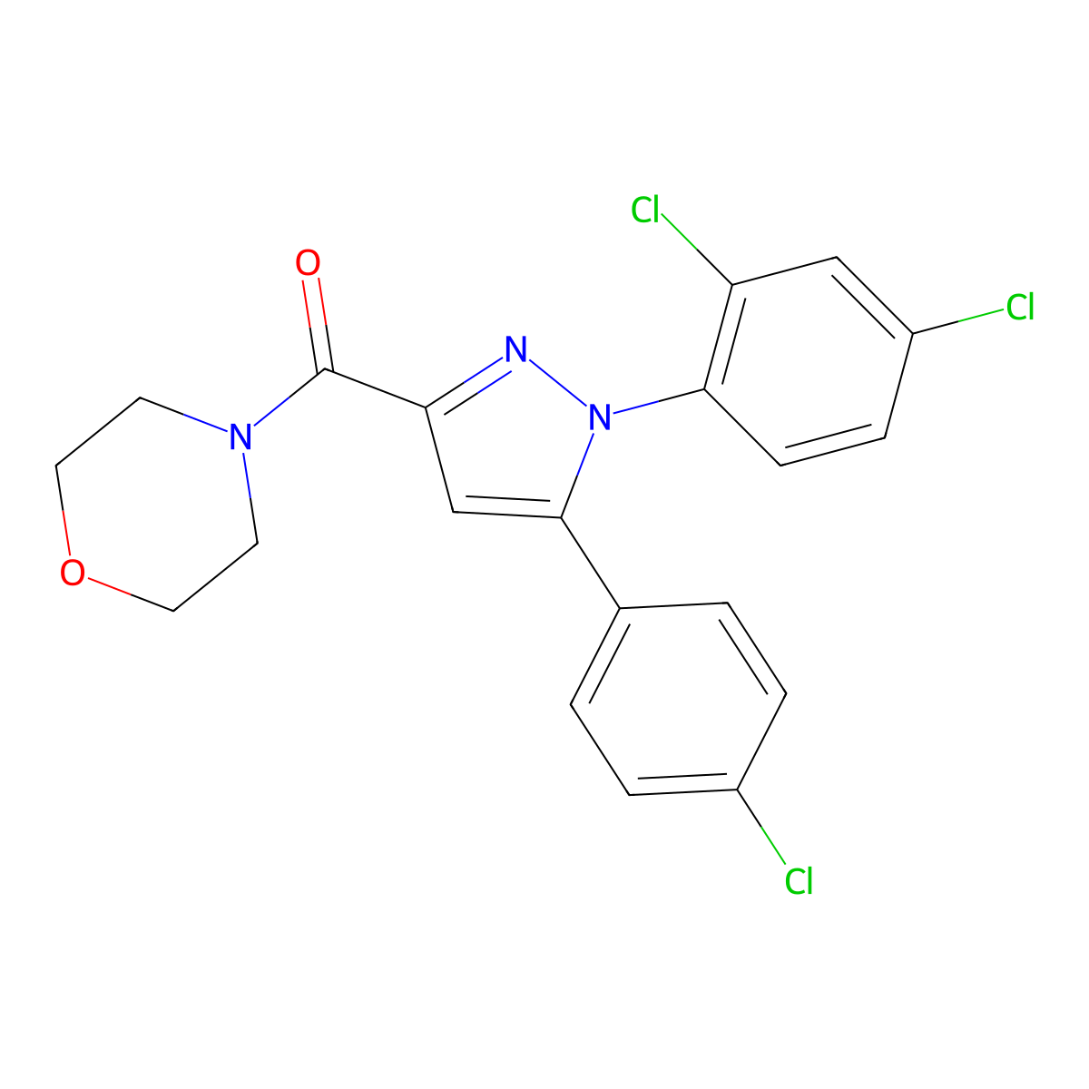 [5-(4-chlorophenyl)-1-(2,4-dichlorophenyl)-1H-pyrazol-3-yl](morpholino)methanone molecular structure, CAS 158939-84-5
