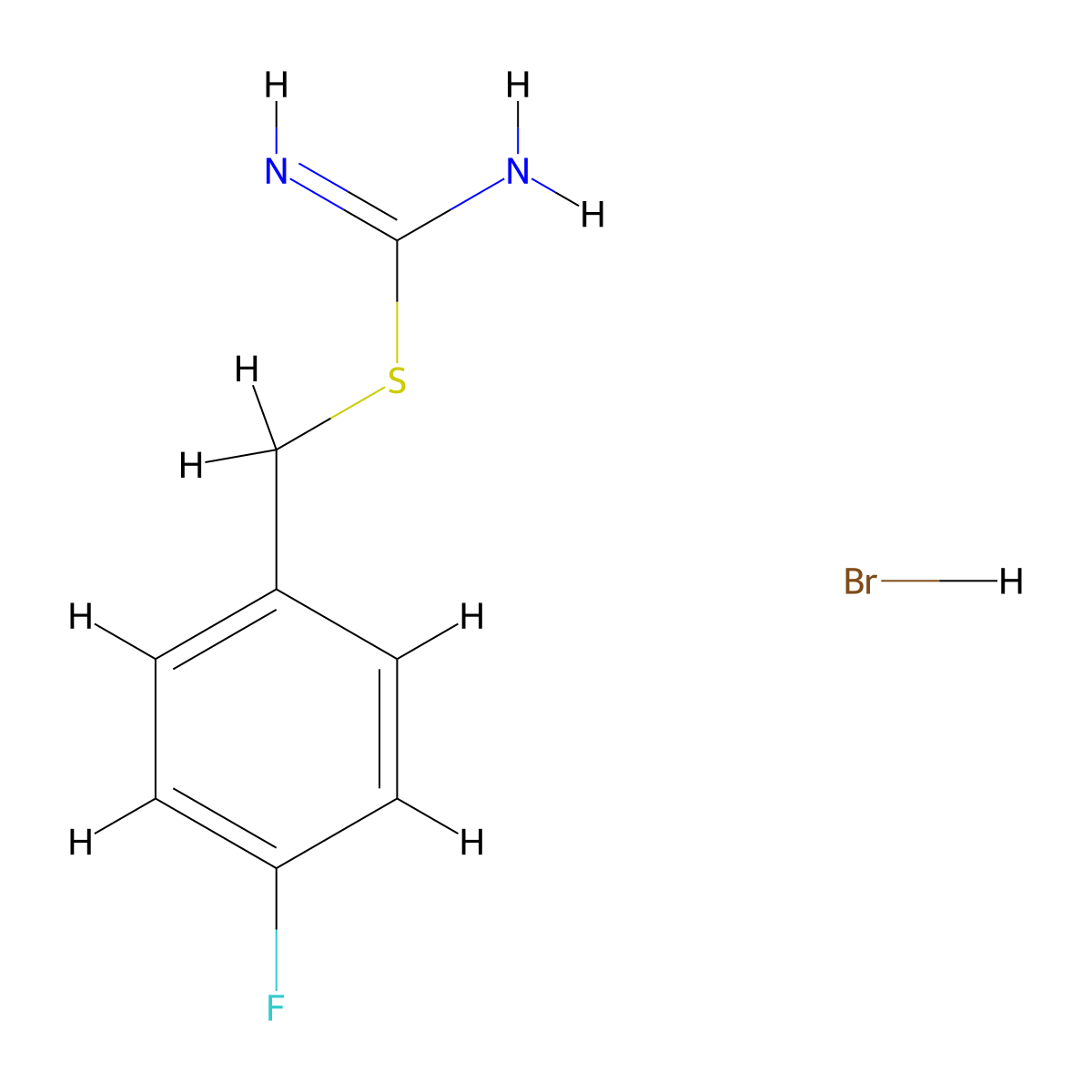 {[(4-Fluorophenyl)methyl]sulfanyl}methanimidamide hydrobromide molecular structure, CAS 15894-03-8
