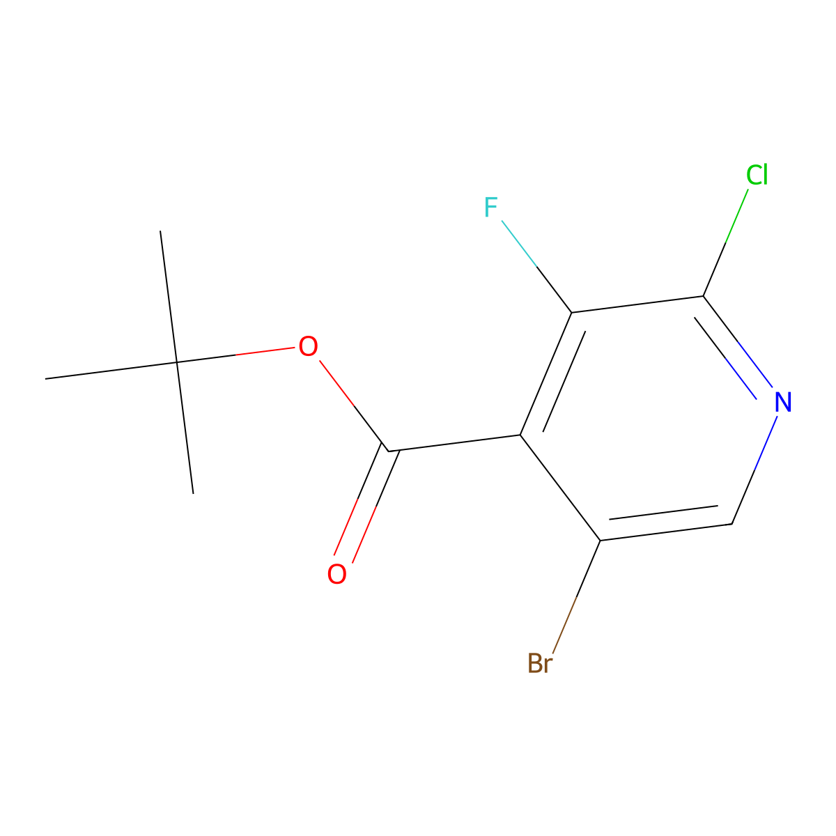 Tert-butyl 5-bromo-2-chloro-3-fluoropyridine-4-carboxylate molecular structure, CAS 1589481-91-3