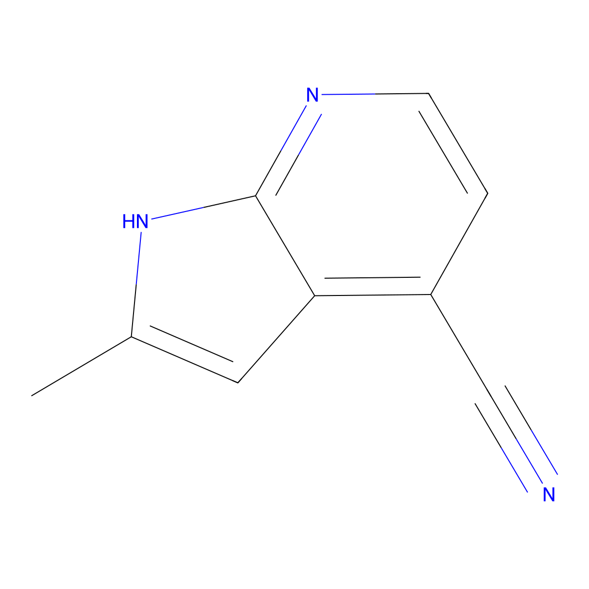 2-Methyl-1H-pyrrolo[2,3-b]pyridine-4-carbonitrile molecular structure, CAS 1589484-73-0