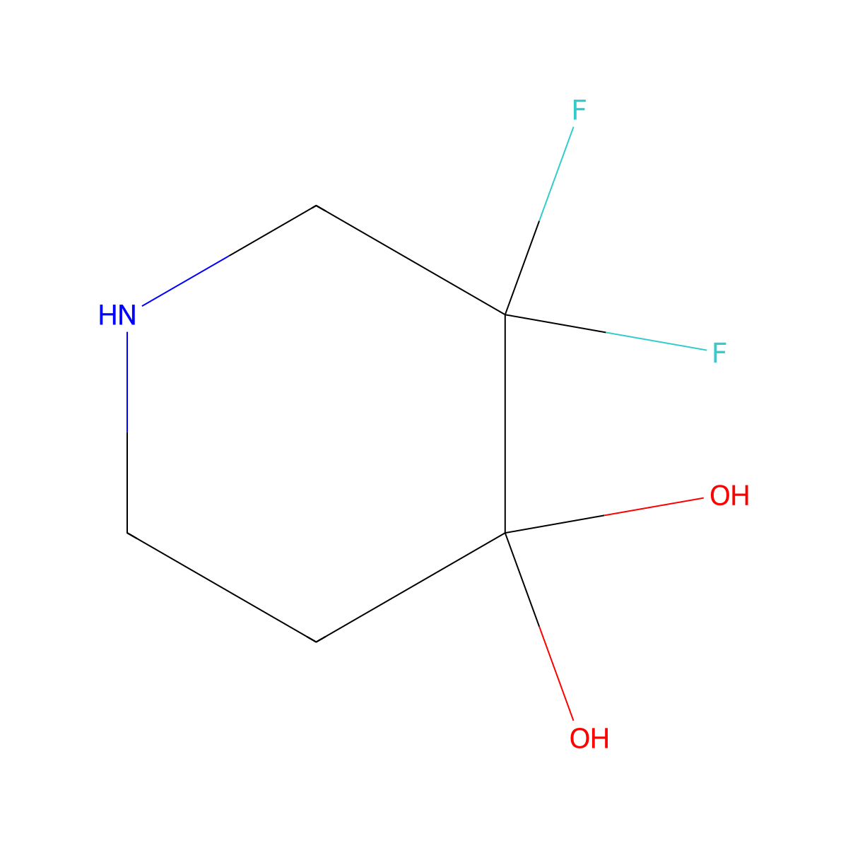 3,3-Difluoropiperidine-4,4-diol molecular structure, CAS 1589565-31-0