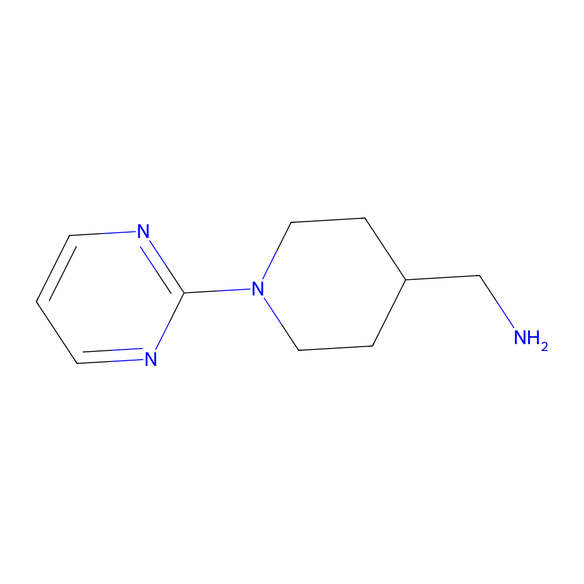 1-(2-Pyrimidinyl)-4-piperidinemethanamine molecular structure, CAS 158958-53-3