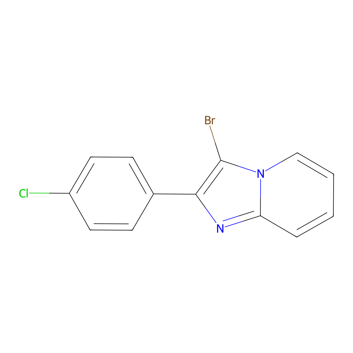 3-Bromo-2-(4-chlorophenyl)imidazo[1,2-a]pyridine molecular structure, CAS 158958-76-0