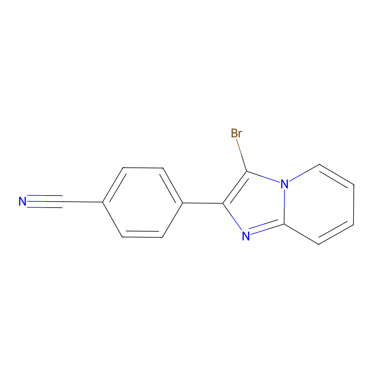 4-{3-Bromoimidazo[1,2-a]pyridin-2-yl}benzonitrile molecular structure, CAS 158958-90-8