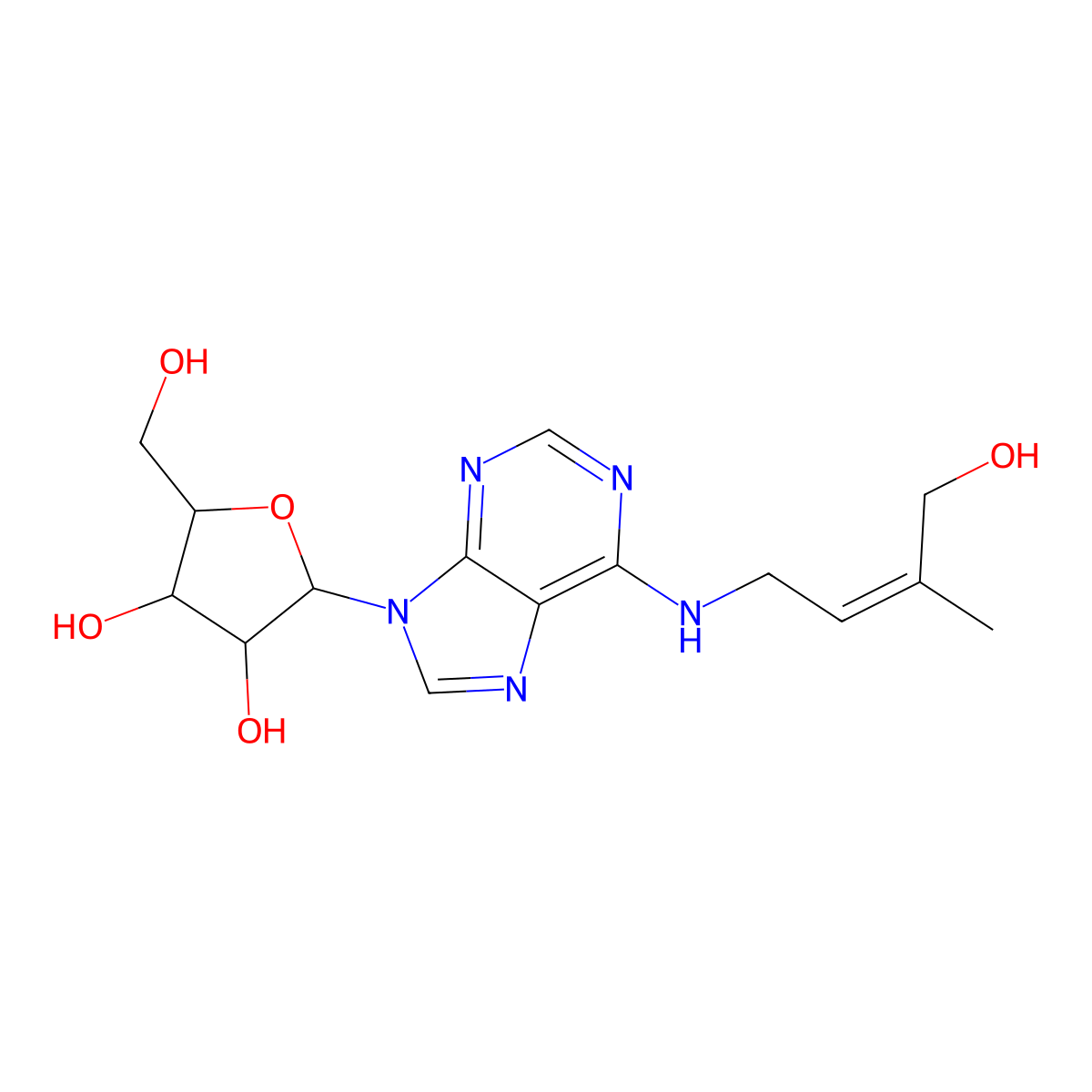 Cis-Zeatin Riboside molecular structure, CAS 15896-46-5