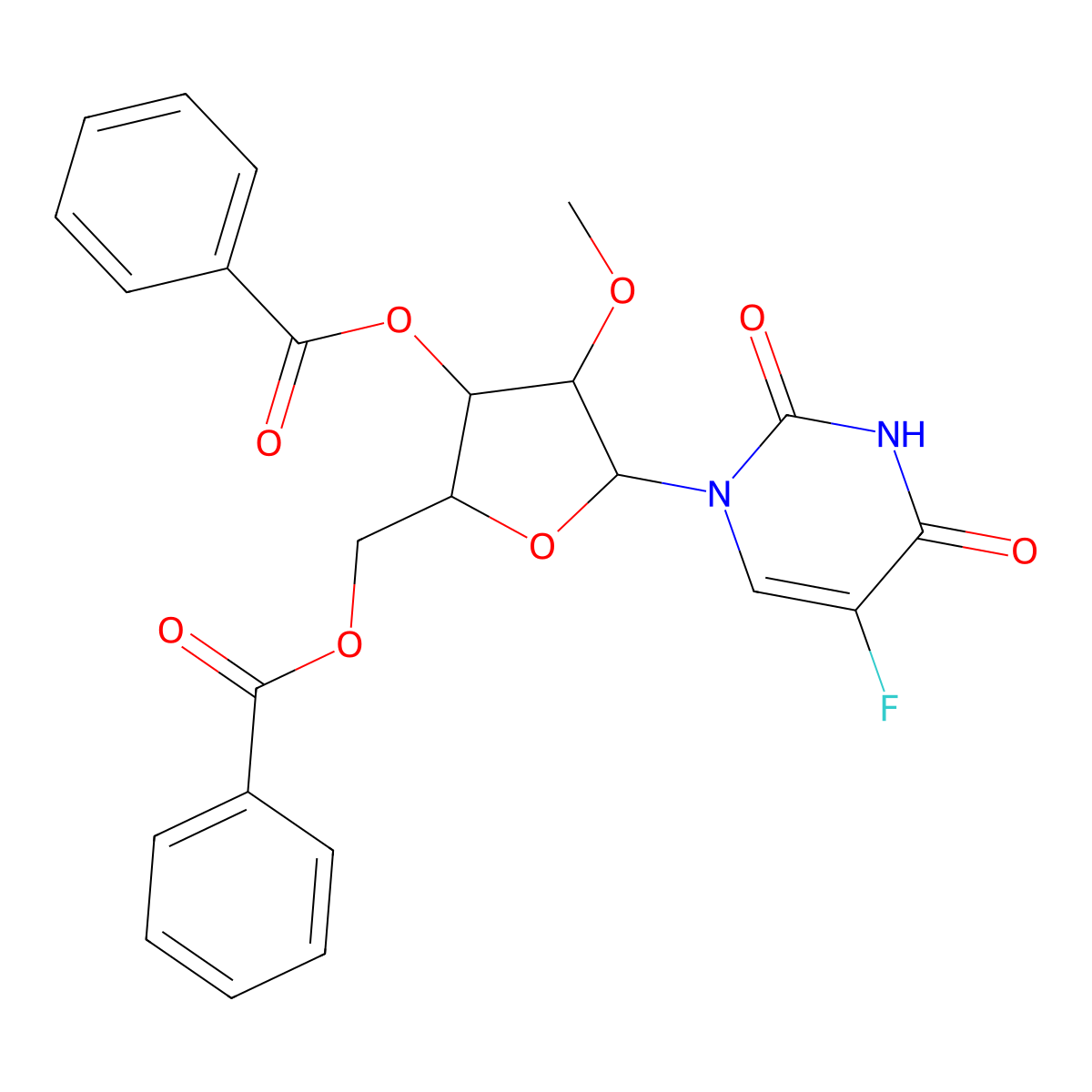 3',5'-Di-O-benzoyl-5-fluoro-2'-O-methyluridine molecular structure, CAS 158966-44-0