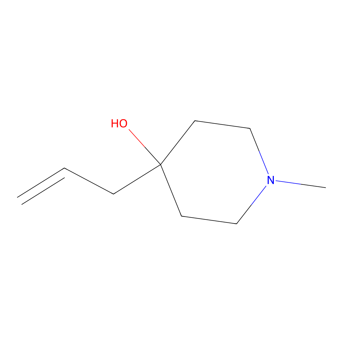 1-Methyl-4-(prop-2-en-1-yl)piperidin-4-ol molecular structure, CAS 15897-43-5