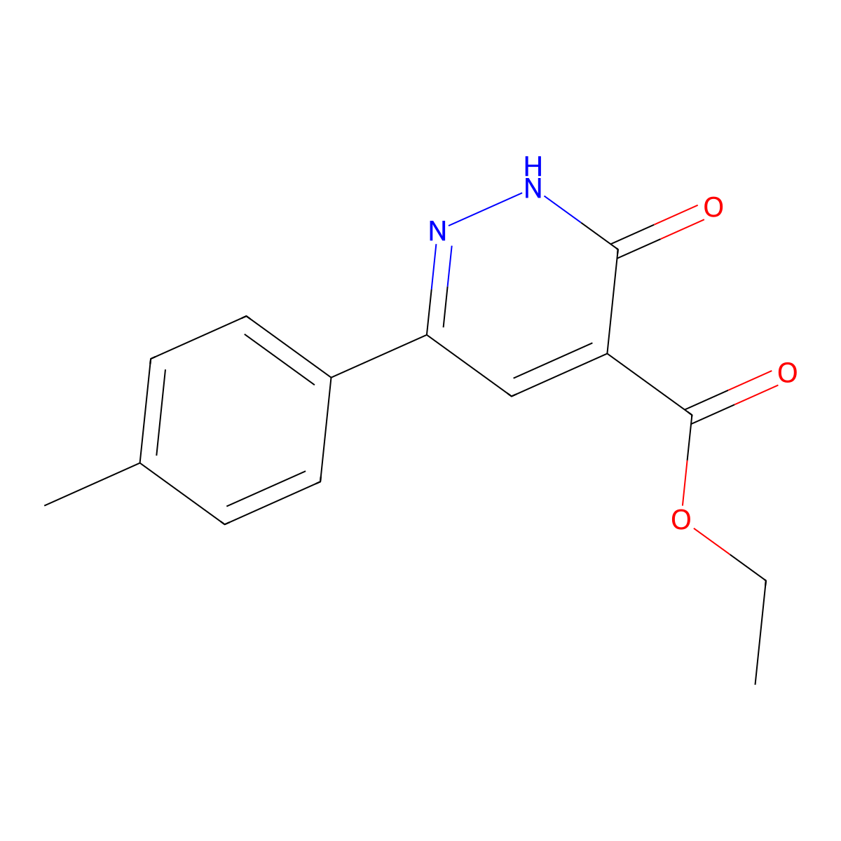Ethyl 3-oxo-6-(p-tolyl)-2,3-dihydropyridazine-4-carboxylate molecular structure, CAS 158977-77-6