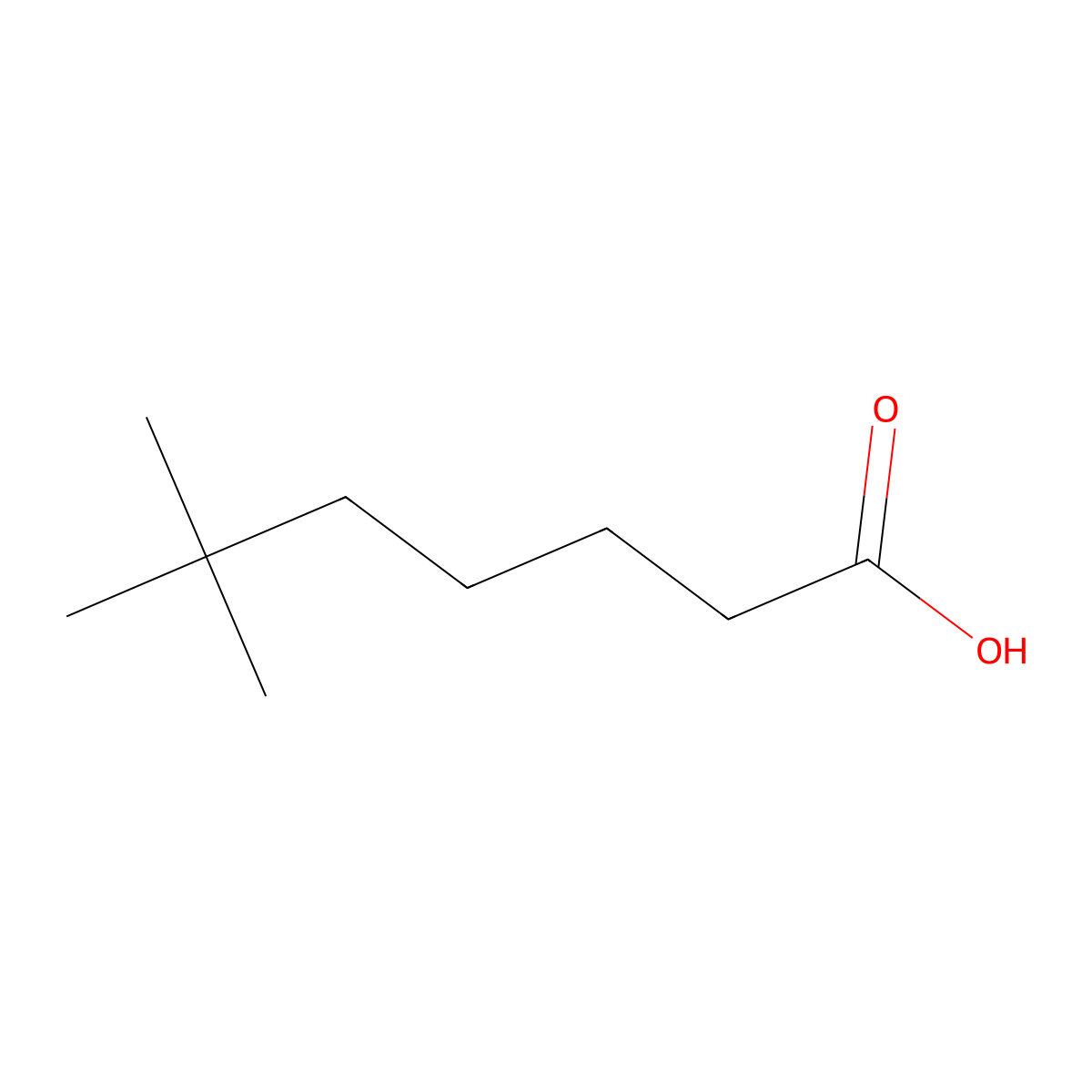 Neononanoic acid molecular structure, CAS 15898-92-7