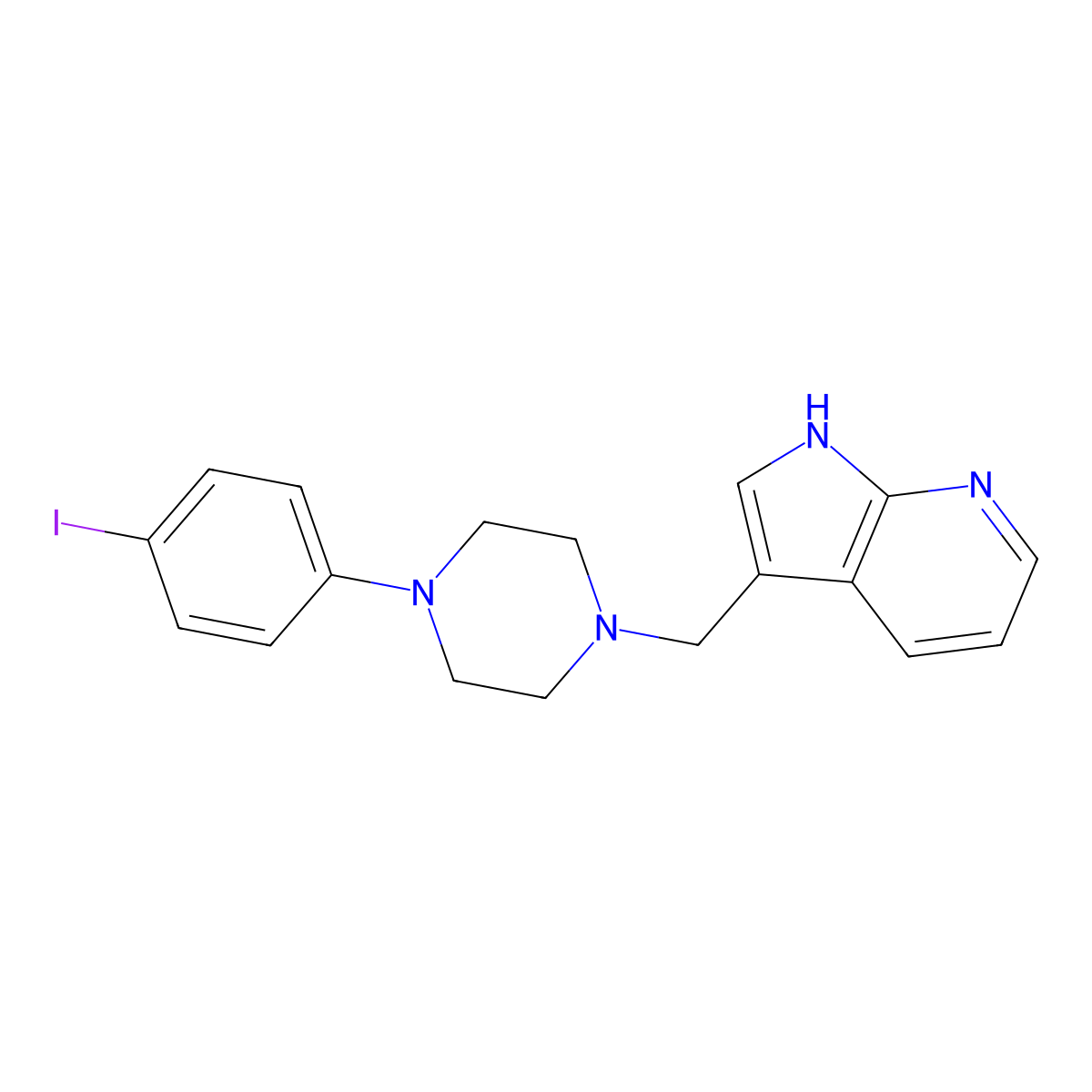 3-[[4-(4-iodophenyl)-1-piperazinyl]methyl]-1H-Pyrrolo[2,3-b]pyridine molecular structure, CAS 158985-08-1