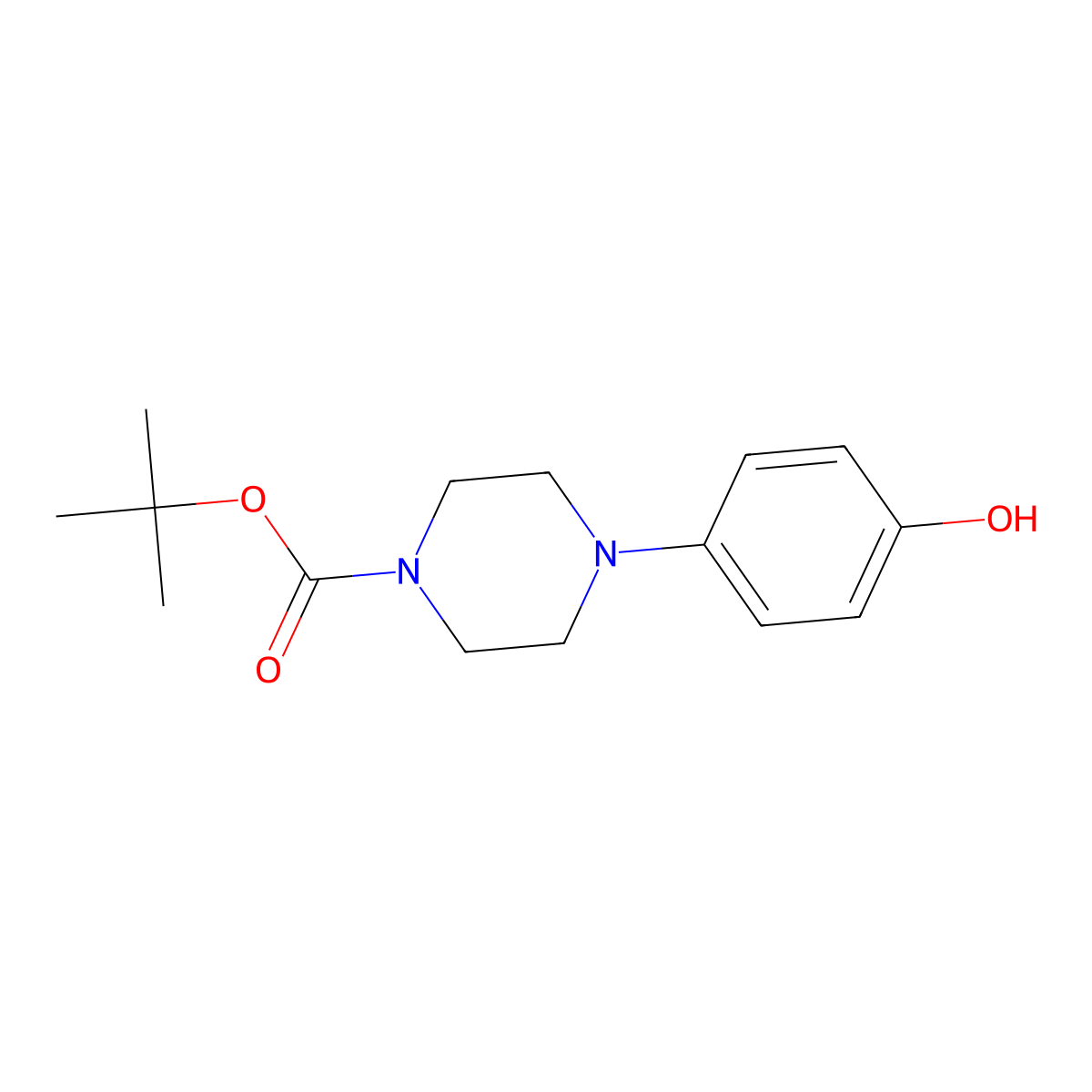 4-(4-Hydroxy-phenyl)-piperazine-1-carboxylic acid tert-butyl ester molecular structure, CAS 158985-25-2