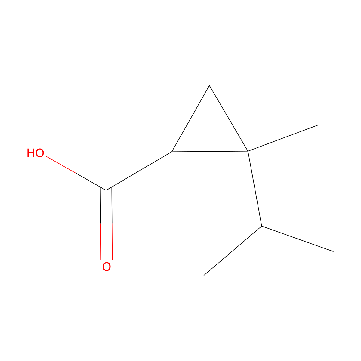 2-Methyl-2-(propan-2-yl)cyclopropane-1-carboxylic acid molecular structure, CAS 15899-04-4