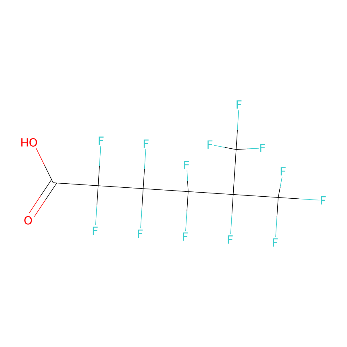 Hexanoic acid, 2,2,3,3,4,4,5,6,6,6-decafluoro-5-(trifluoromethyl)- molecular structure, CAS 15899-29-3