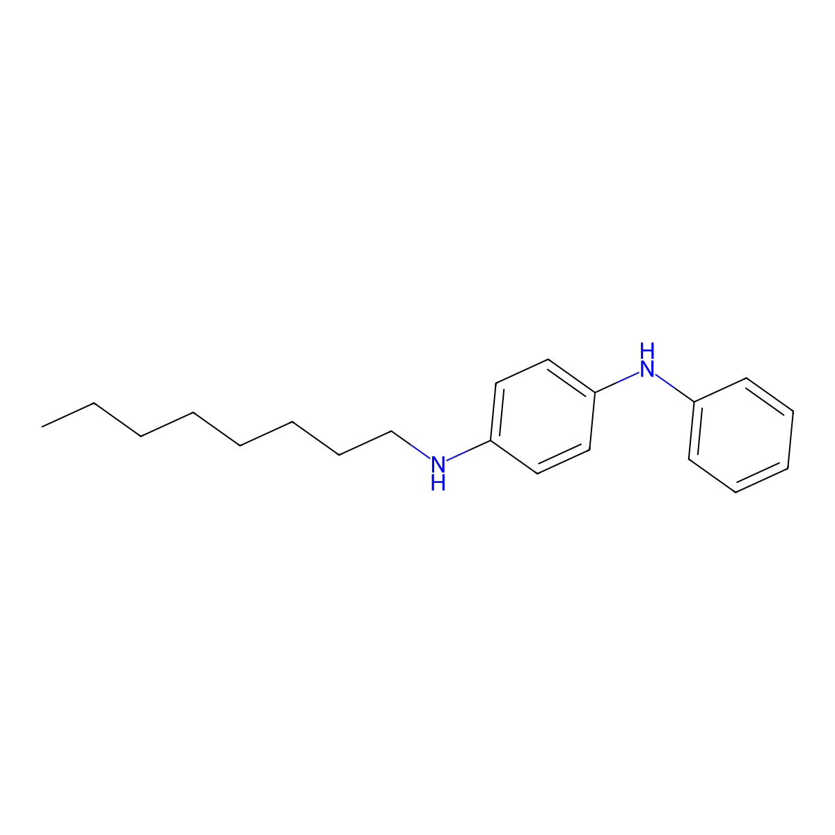 1,4-Benzenediamine, N-octyl-N'-phenyl- molecular structure, CAS 1590-80-3