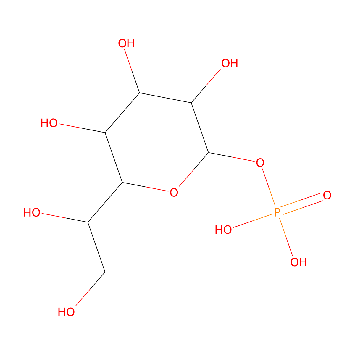 (2R,3S,4S,5S,6R)-6-((R)-1,2-dihydroxyethyl)-3,4,5-trihydroxytetrahydro-2H-pyran-2-yl dihydrogen phosphate molecular structure, CAS 159000-62-1