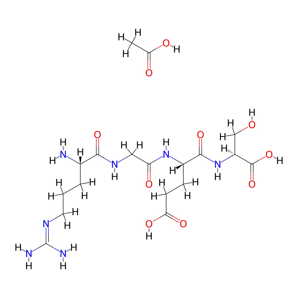 Arg-Gly-Glu-Ser acetate salt molecular structure, CAS 159002-32-1
