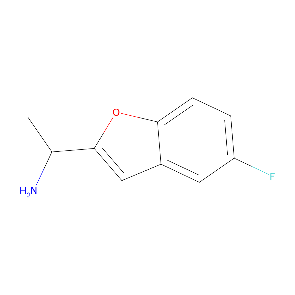 1-(5-Fluoro-1-benzofuran-2-yl)ethan-1-amine molecular structure, CAS 159009-23-1
