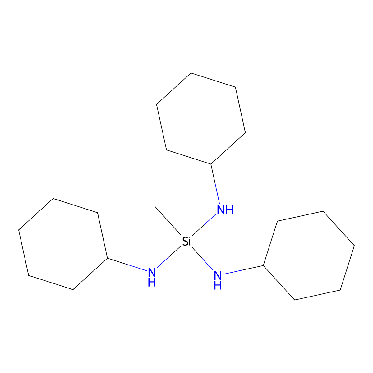 N,N',N''-tricyclohexyl-1-methylsilanetriamine molecular structure, CAS 15901-40-3