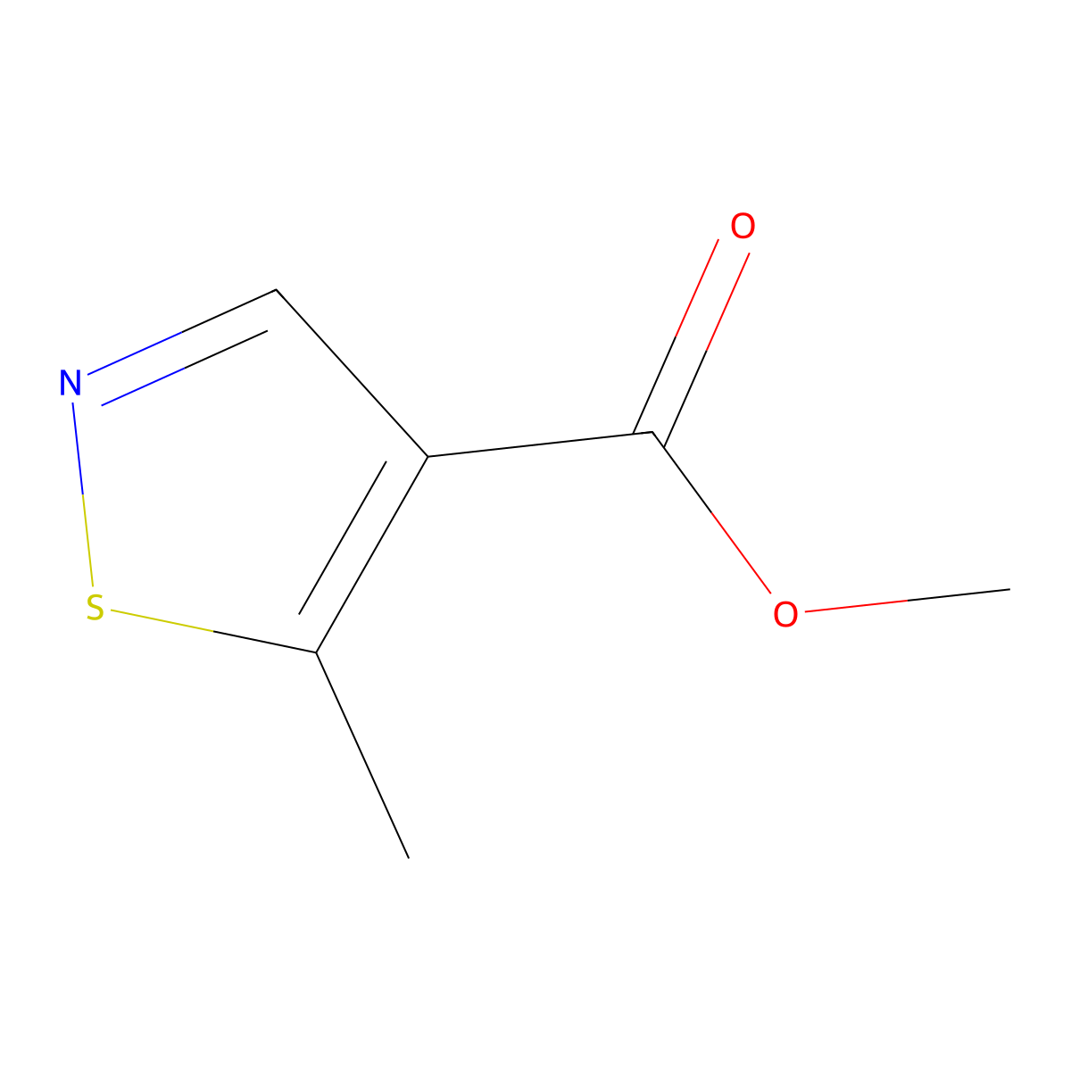 Methyl 5-methyl-1,2-thiazole-4-carboxylate molecular structure, CAS 15901-70-9