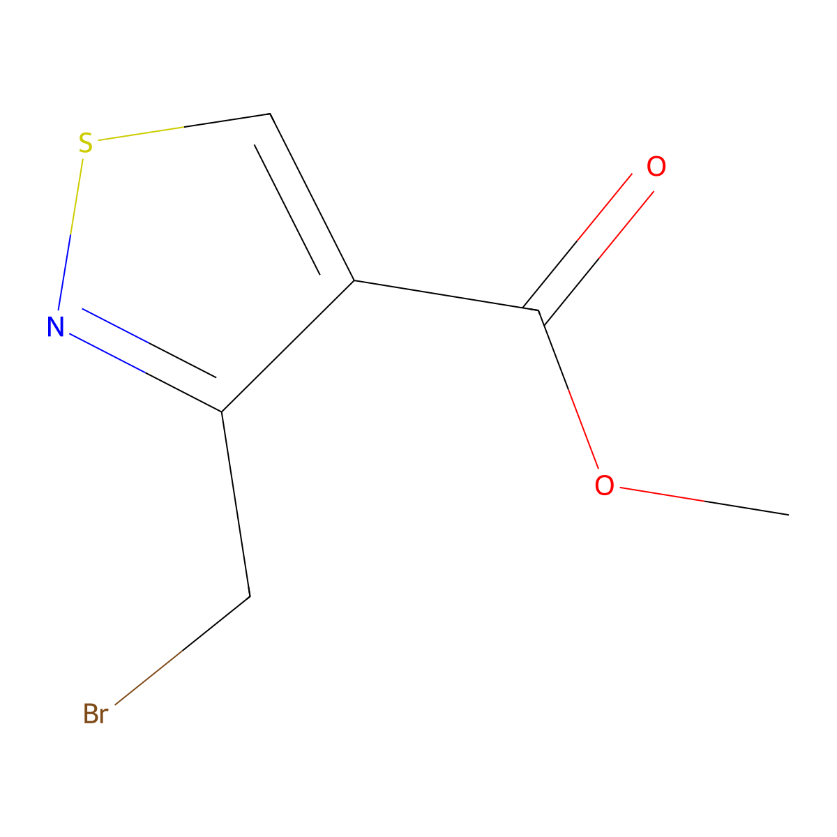 Methyl 3-(bromomethyl)-1,2-thiazole-4-carboxylate molecular structure, CAS 15901-71-0
