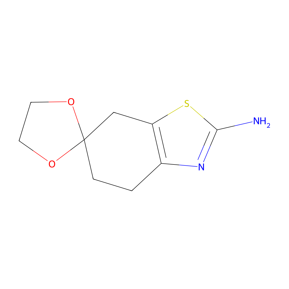5,7-dihydro-4H-spiro[1,3-benzothiazole-6,2'-[1,3]dioxolane]-2-amine molecular structure, CAS 159015-33-5