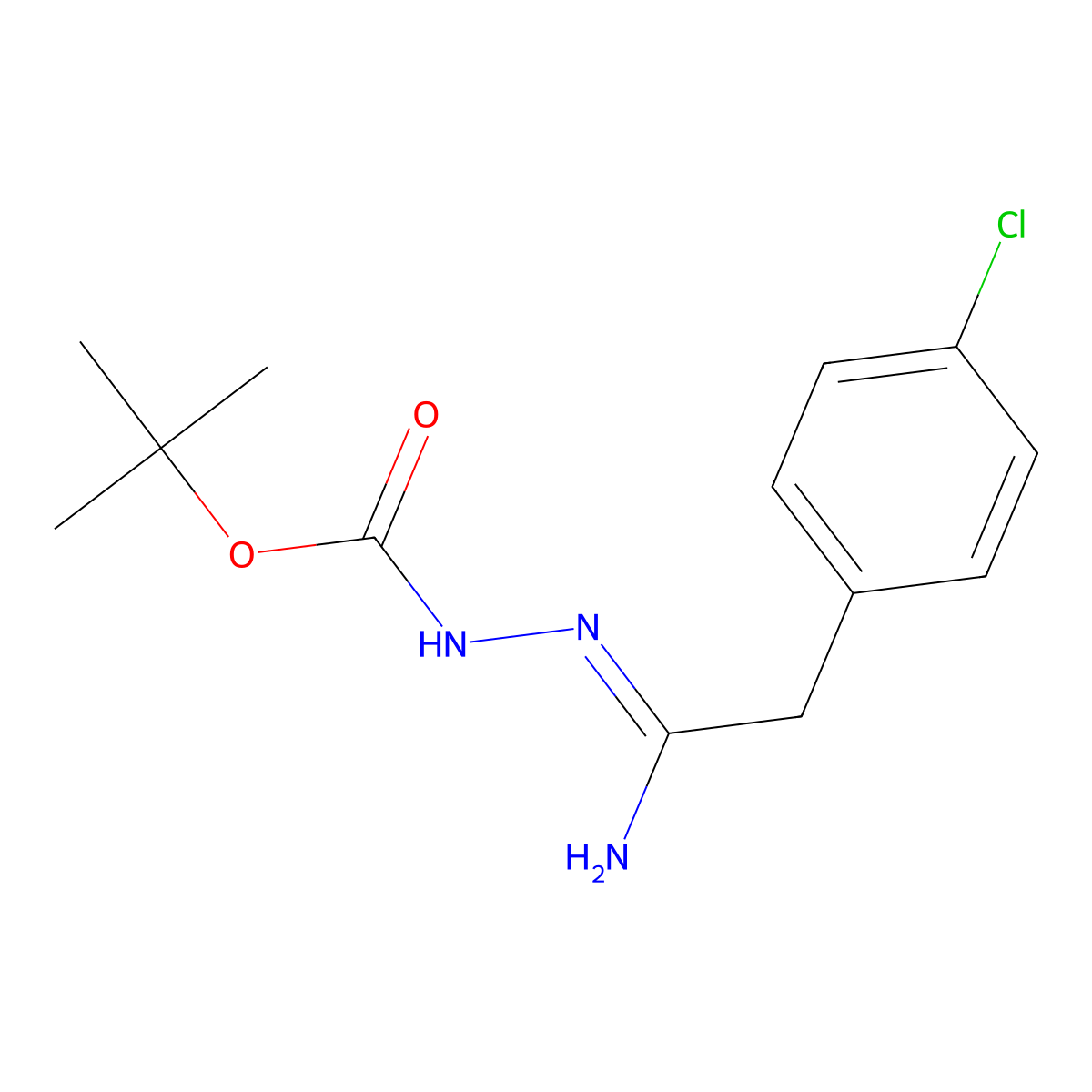 tert-butyl N-[[1-amino-2-(4-chlorophenyl)ethylidene]amino]carbamate molecular structure, CAS 159016-24-7