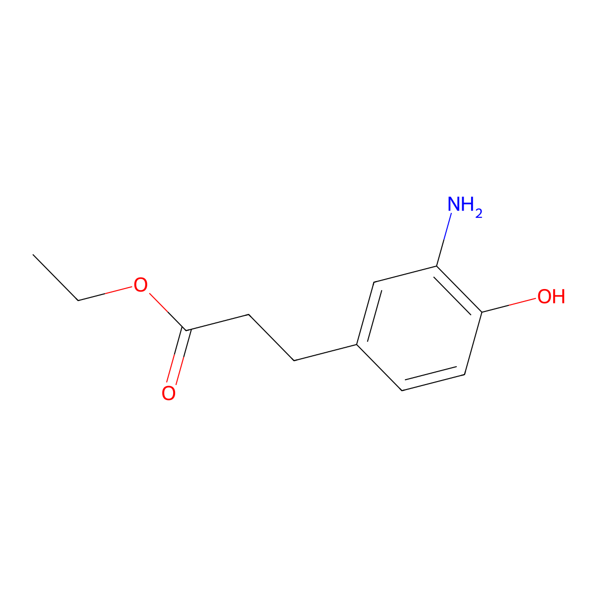 Ethyl 3-(3-amino-4-hydroxyphenyl)propanoate molecular structure, CAS 159018-04-9