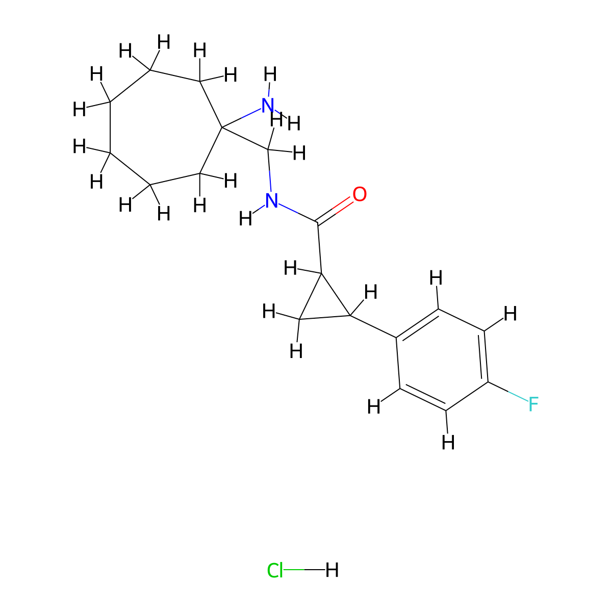 N-[(1-aminocycloheptyl)methyl]-2-(4-fluorophenyl)cyclopropane-1-carboxamide hydrochloride molecular structure, CAS 1590247-86-1