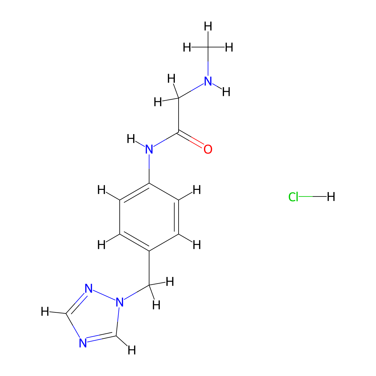 N-(4-((1H-1,2,4-triazol-1-yl)methyl)phenyl)-2-(methylamino)acetamide hydrochloride molecular structure, CAS 1590278-71-9