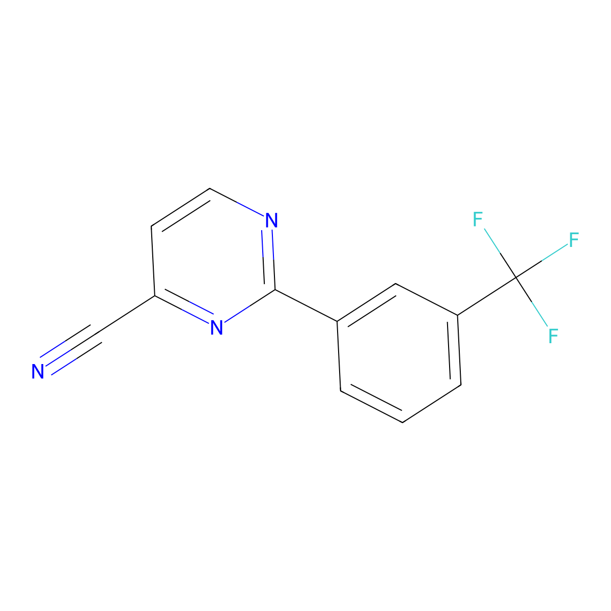 2-[3-(Trifluoromethyl)phenyl]pyrimidine-4-carbonitrile molecular structure, CAS 1590359-14-0