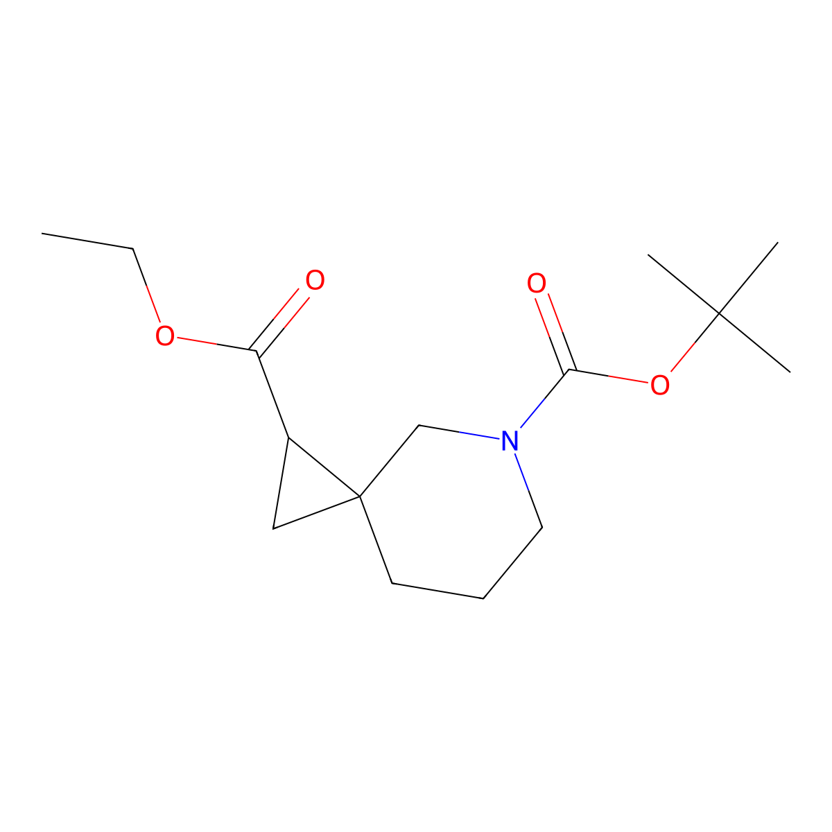 5-tert-Butyl 1-ethyl 5-azaspiro[2.5]octane-1,5-dicarboxylate molecular structure, CAS 1590372-41-0