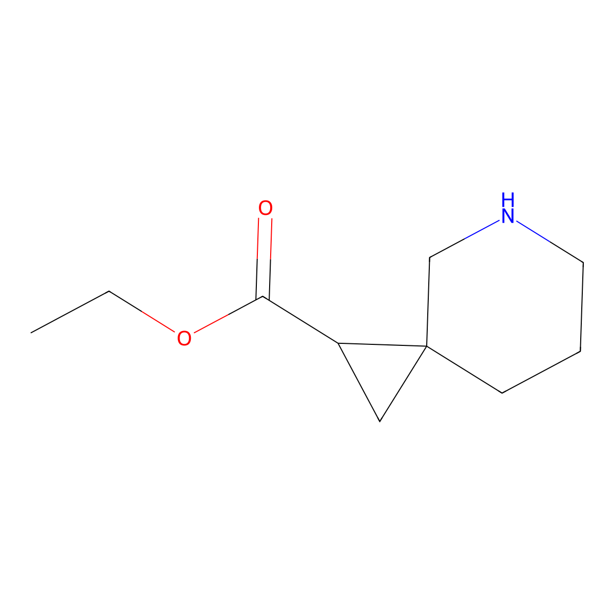 Ethyl 5-azaspiro[2.5]octane-1-carboxylate molecular structure, CAS 1590372-42-1