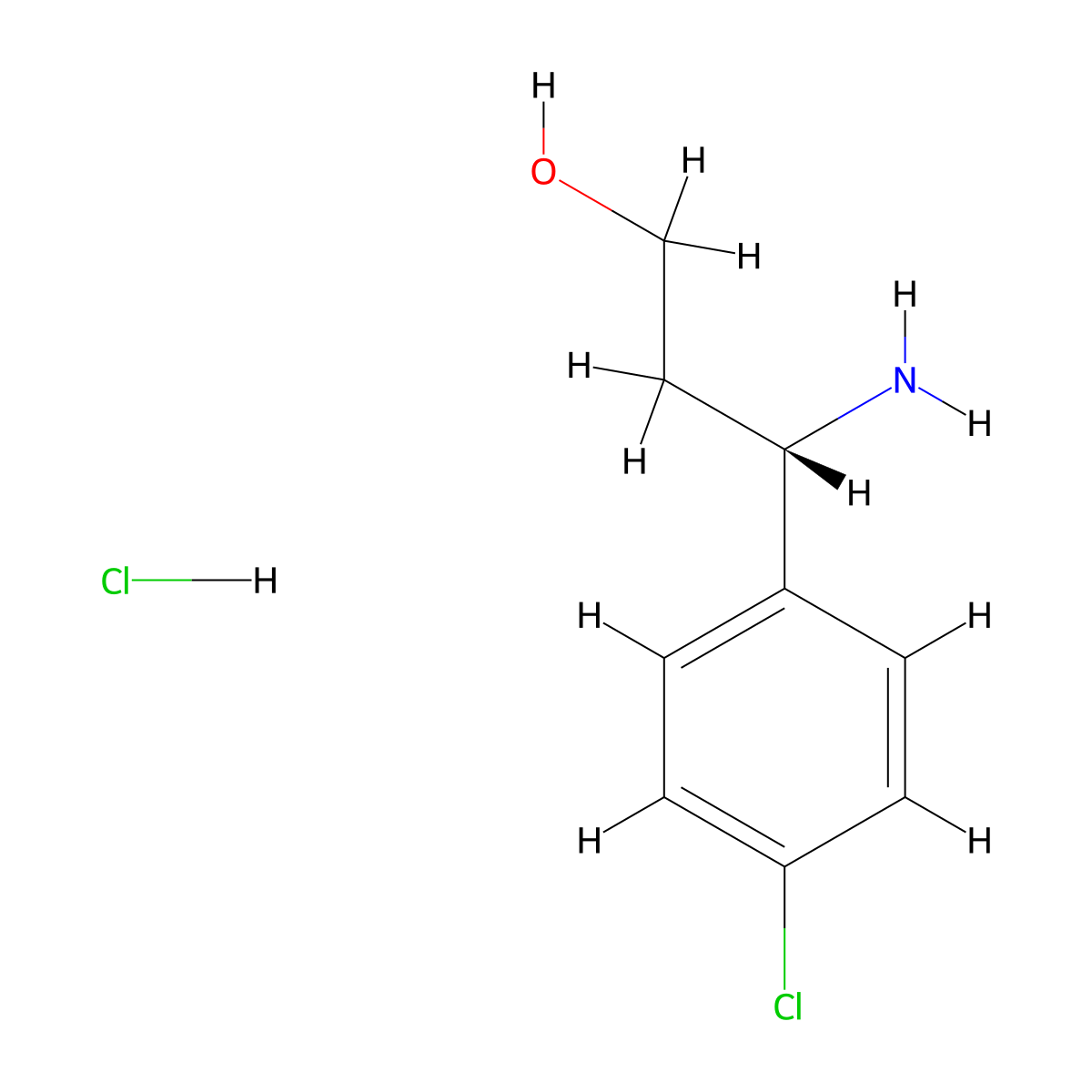 (3S)-3-amino-3-(4-chlorophenyl)propan-1-ol hydrochloride molecular structure, CAS 1590388-37-6