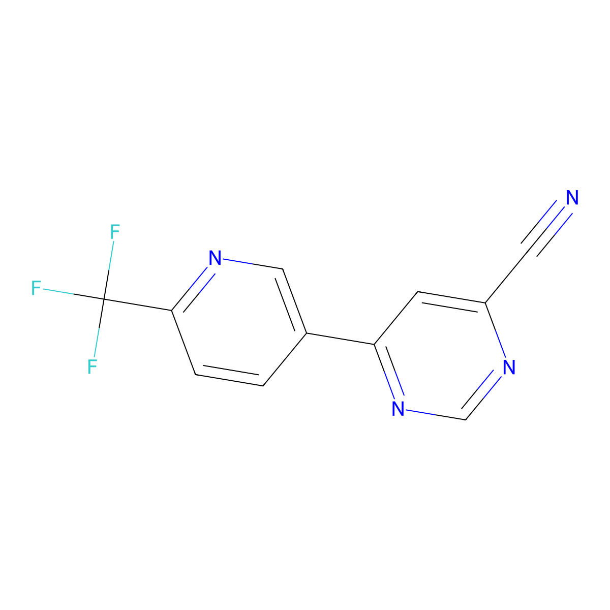 6-(6-Trifluoromethyl-pyridin-3-yl)-pyrimidine-4-carbonitrile molecular structure, CAS 1590398-08-5