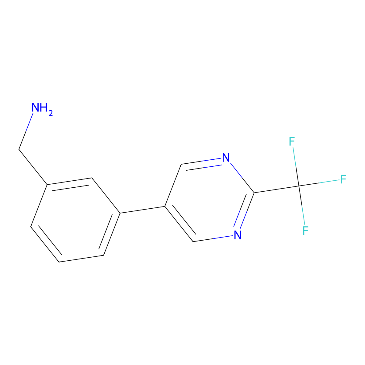 3-(2-Trifluoromethyl-pyrimidin-5-yl)-benzylamine molecular structure, CAS 1590398-14-3