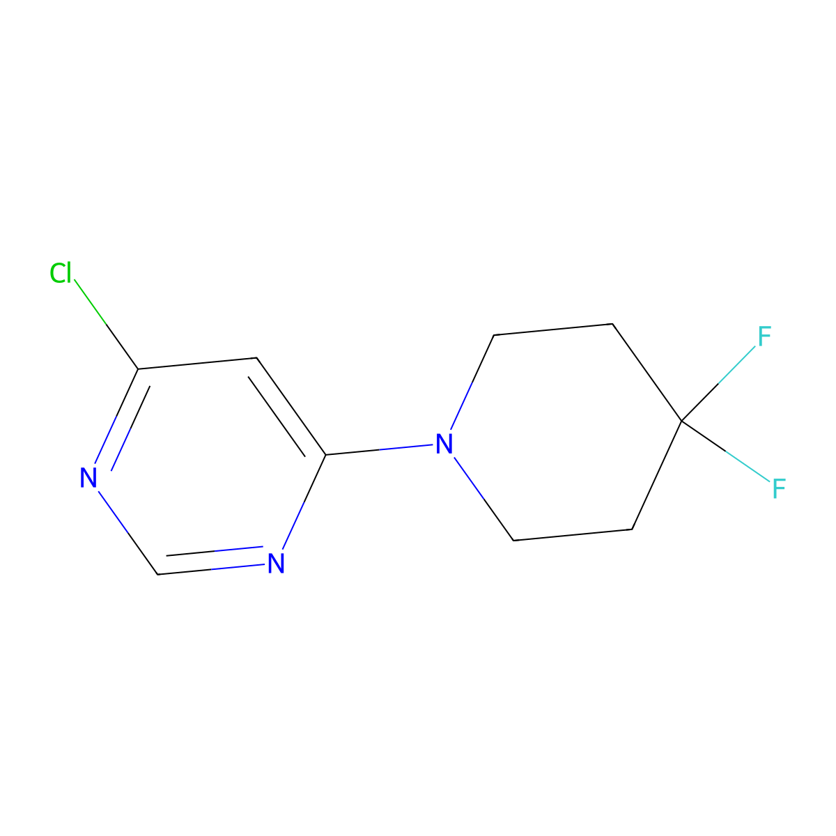 4-Chloro-6-(4,4-difluoropiperidin-1-yl)pyrimidine molecular structure, CAS 1590398-25-6